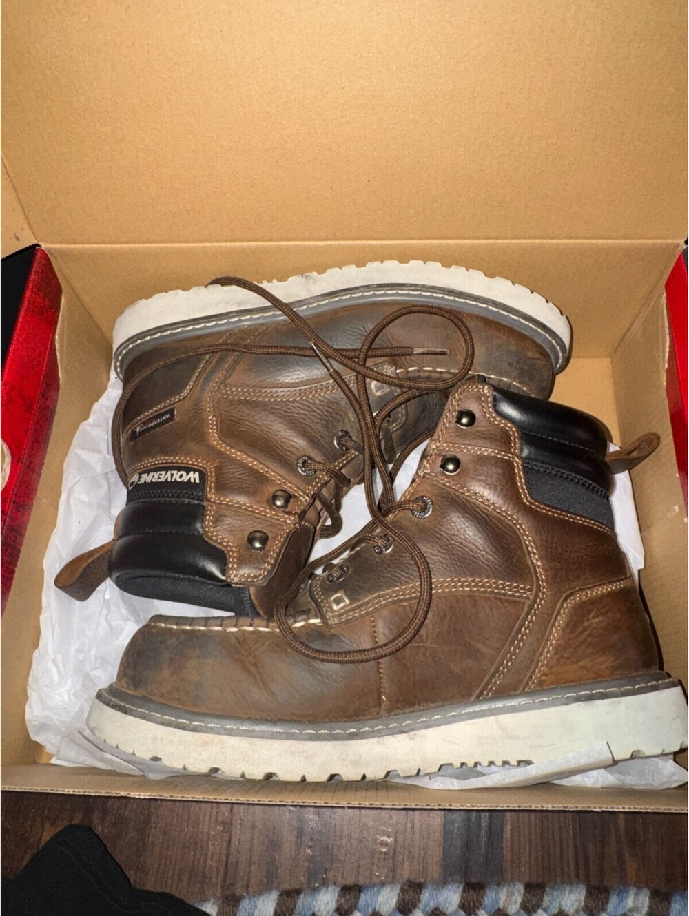 Wolverine Women Trade Wedge 6" Moc-Toe Steel-Toe Work Boot Shoes Size 8